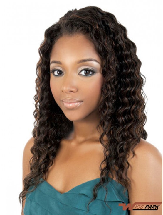 Long Brown Curly Without Bangs Best African American Wigs