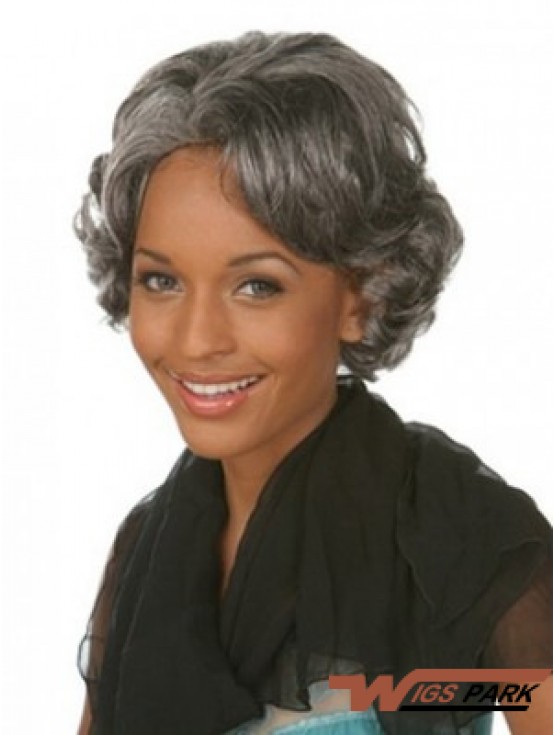 Chin Length Wavy Grey Popular African American Wigs