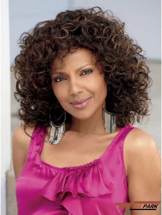 Shoulder Length Brown  Without Bangs Convenient African American Wigs