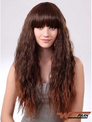 Long Ombre/2 Tone Curly With Bangs Suitable African American Wigs