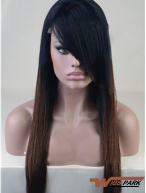 Long Straight With Bangs Full Lace 26 inch Stylish Black Women Wigs