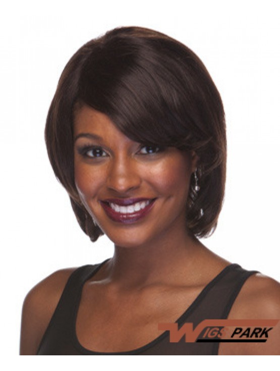 Chin Length Brown Straight Layered Gorgeous African American Wigs