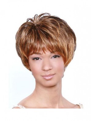 Short Brown Wavy Boycuts Popular African American Wigs