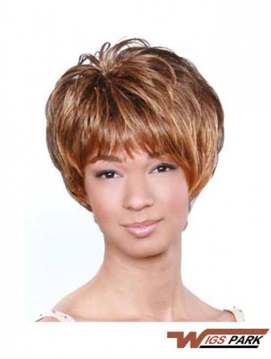 Short Brown Wavy Boycuts Popular African American Wigs