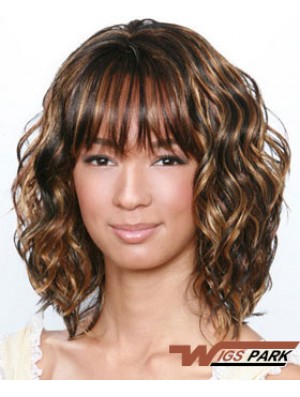 Shoulder Length Brown Curly Layered Best African American Wigs