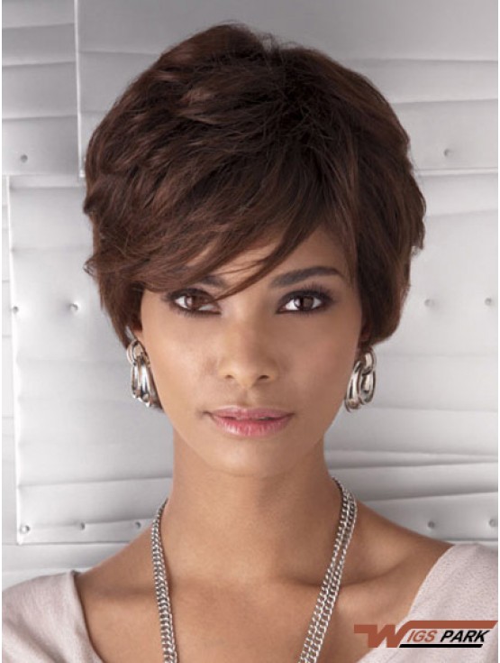 Cropped Auburn Wavy Layered Cheapest African American Wigs