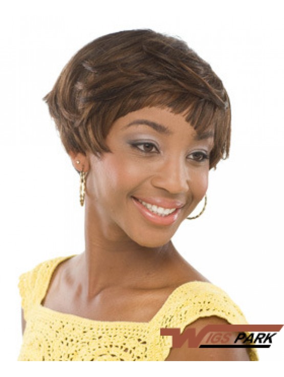 Short Brown Wavy Boycuts Incredible African American Wigs