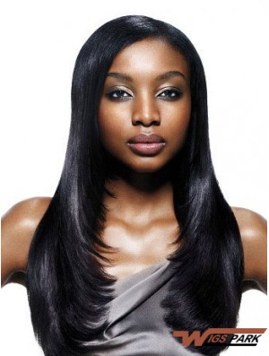 Long Black Yaki Without Bangs Best African American Wigs