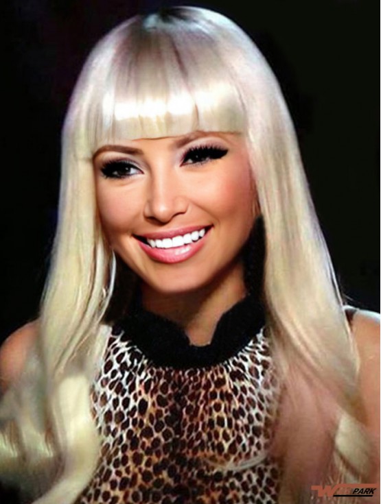 24 inch Blonde Wavy With Bangs Long Incredible Nicki Minaj Wigs