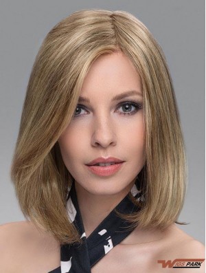 Blonde Soft Straight Shoulder Length Synthetic Bob Wigs