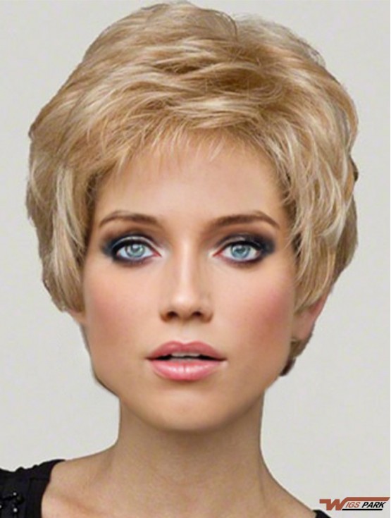 Synthetic Lace Front Wigs Blonde Color Cropped Length Boycuts