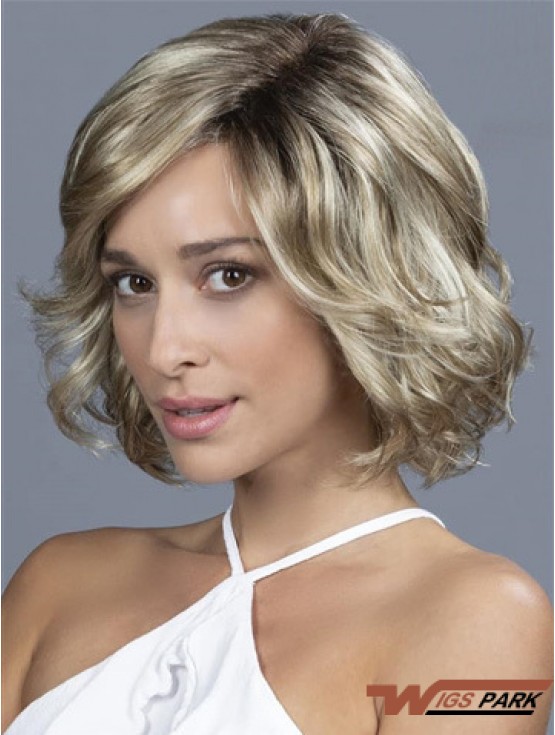 10 inch Chin Length Soft Blonde Wavy Bob Wigs