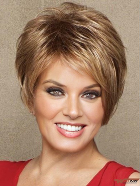 Boycuts Brown Straight 3 inch Cropped Synthetic Wigs