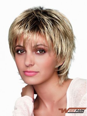 8 inch Short Designed Blonde Straight Bob Wigs