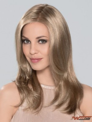 Without Bangs Monofilament 16 inch Straight Blonde Long Wigs