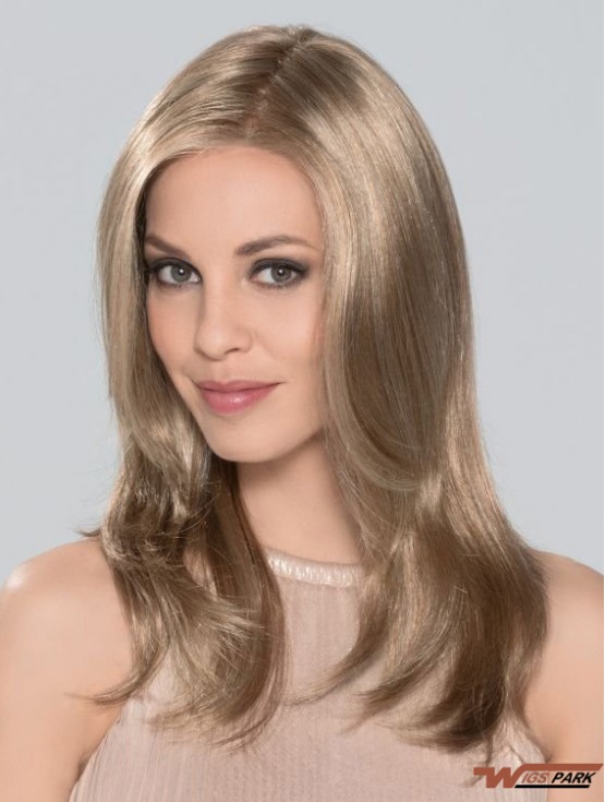 Without Bangs Monofilament 16 inch Straight Blonde Long Wigs