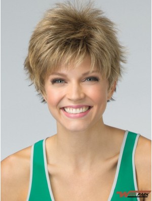 Short Pixie Cut Synthetic Wig Blonde Color Cropped Length Boycuts