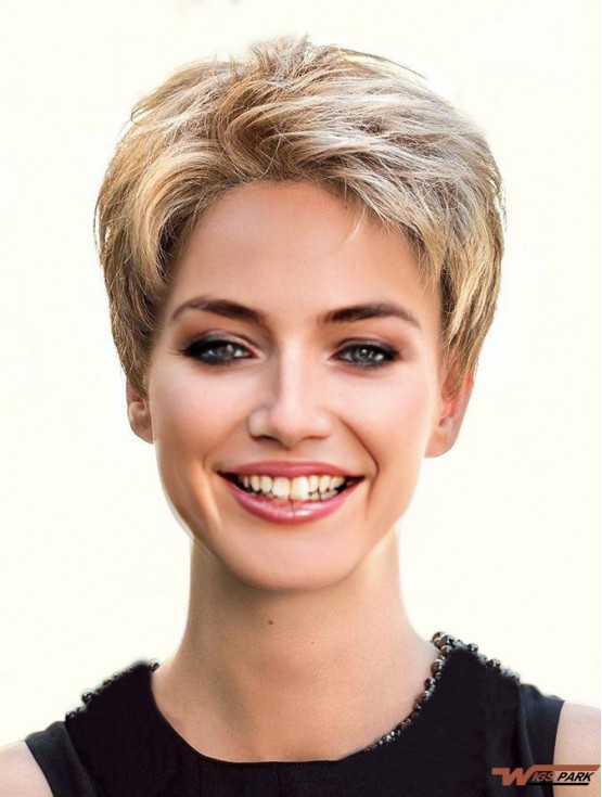 Cropped Straight Boycuts Blonde Flexibility 100% Hand-tied Wigs