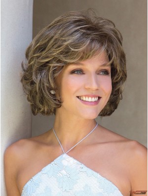 With Bangs Brown Curly 10 inch Chin Length Synthetic Wigs