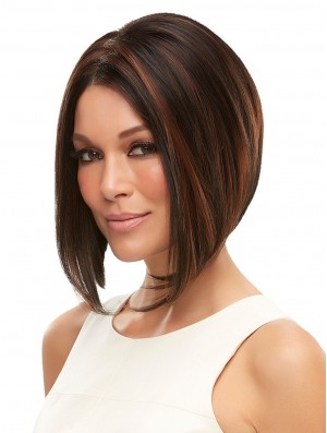 Chin Length Straight Brown 10 inch Glueless Lace Wig