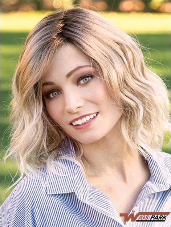 Blonde 14 inch Layered Shoulder Length Online Monofilament Wigs