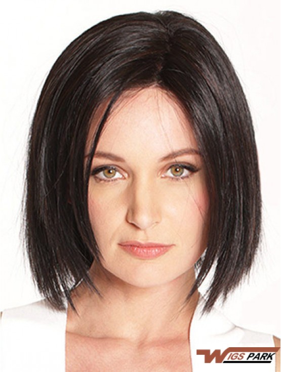 10 inch Chin Length Black Straight Soft Bob Wigs