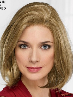 Blonde 12 inch Chin Length Straight Modern Bob Wigs For Women