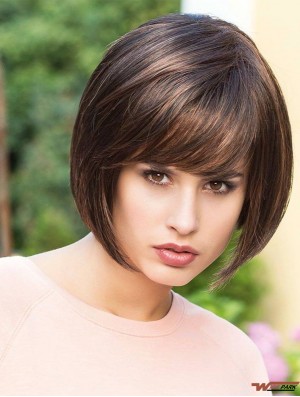 Chin Length Black Ideal 8 inch Straight Bob Wigs