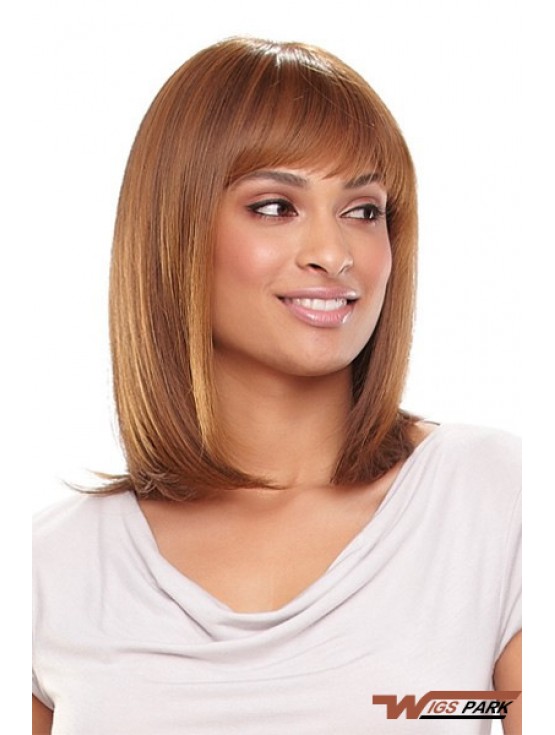 Auburn Shoulder Length Straight With Bangs 13 inch Fabulous Medium Wigs