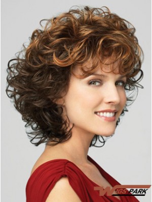 Classic Ladies Wig With Bangs Lace Front Curly Style Chin Length