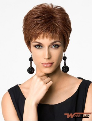 Hairstyles 4 inch Straight Auburn Boycuts Short Wigs