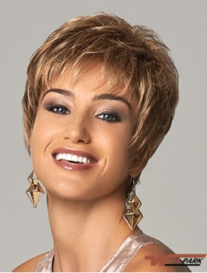 Sleek Short Synthetic Wigs UK Cropped Length Blonde Color Boycuts