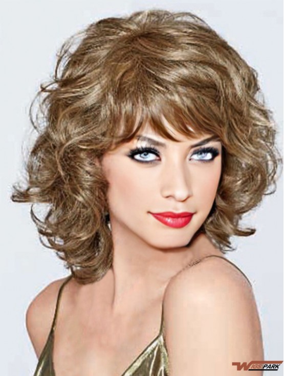 UK Synthetic Lace Front With Bangs Monofilament Curly Style