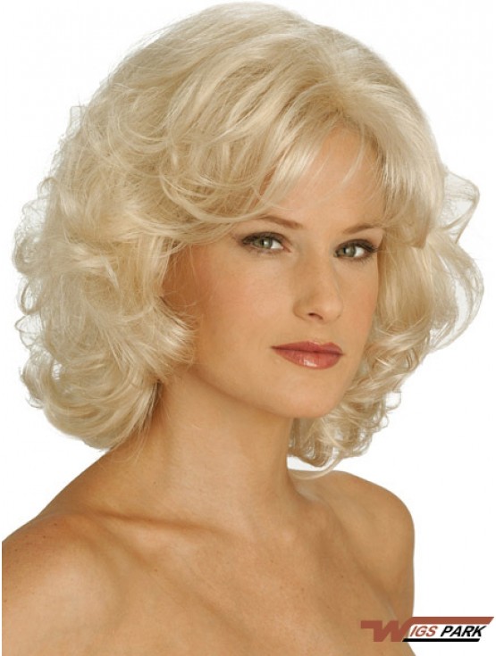 Wigs UK Synthetic Chin Length Blonde Color Curly Style