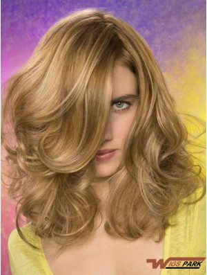 Wavy Layered Shoulder Length Blonde Fashionable Lace Front Wigs