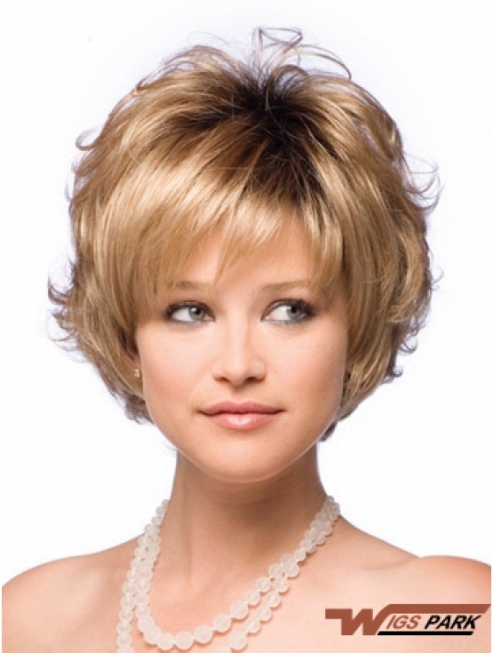 Synthetic Hair UK With Capless Short Length Blonde Color