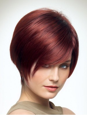 Cheap Synthetic Wigs In UK With Bangs Capless Straight Style