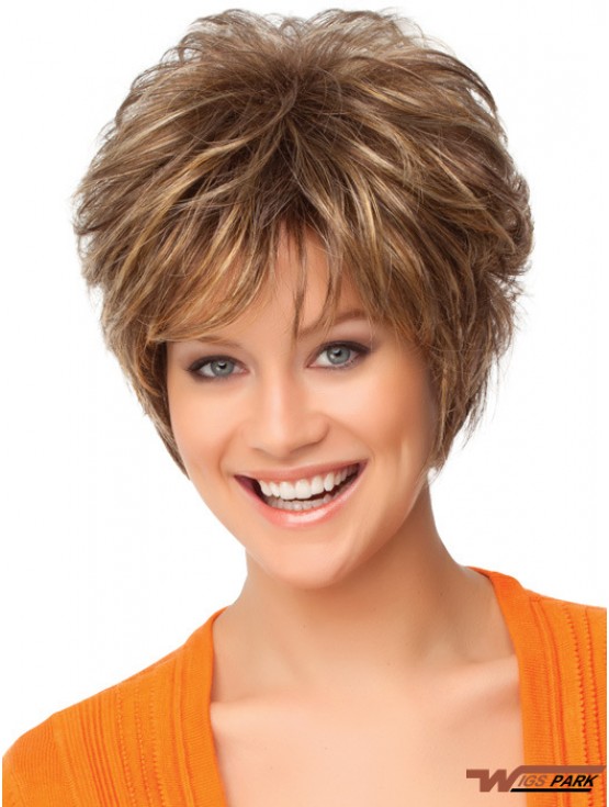 Faddish Auburn Synthetic Short Wigs With Capless Curly Style Short Length