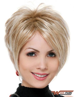 Wholesale Synthetic Hair UK Blonde Color Boycuts Straight Style