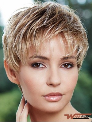 Cheapest 6 inch Straight Blonde Boycuts Short Wigs