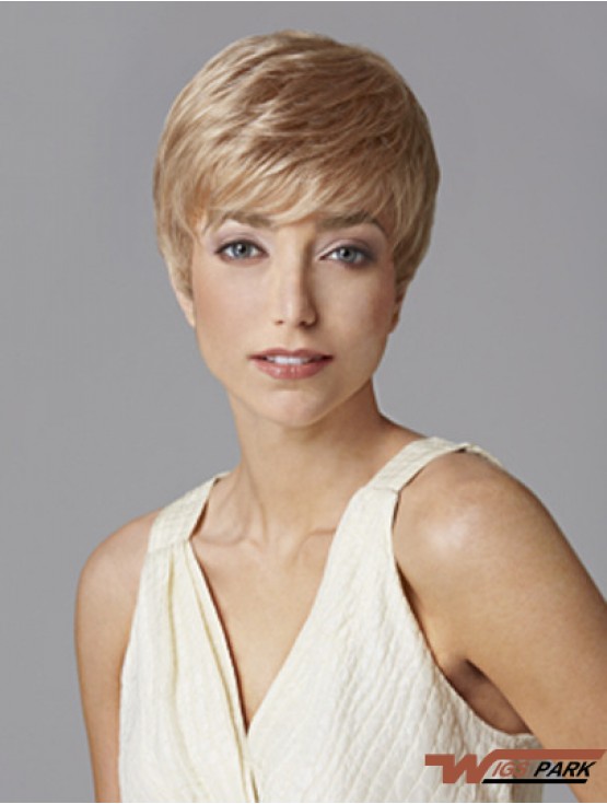 Fashionable 5 inch Straight Blonde Boycuts Short Wigs