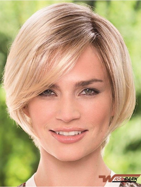 Chin Length Blonde Durable 8 inch Straight Bob Wigs