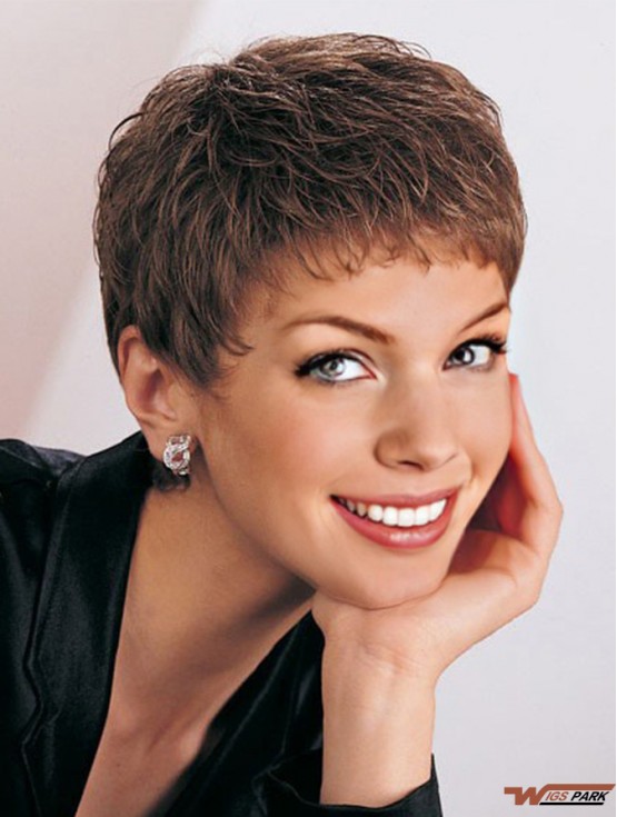 Good Quality Synthetic Wig Cropped Length Brown Color Bobcuts