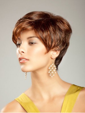 Short Synthetic Hair Wig Boycuts Short Length Auburn Color