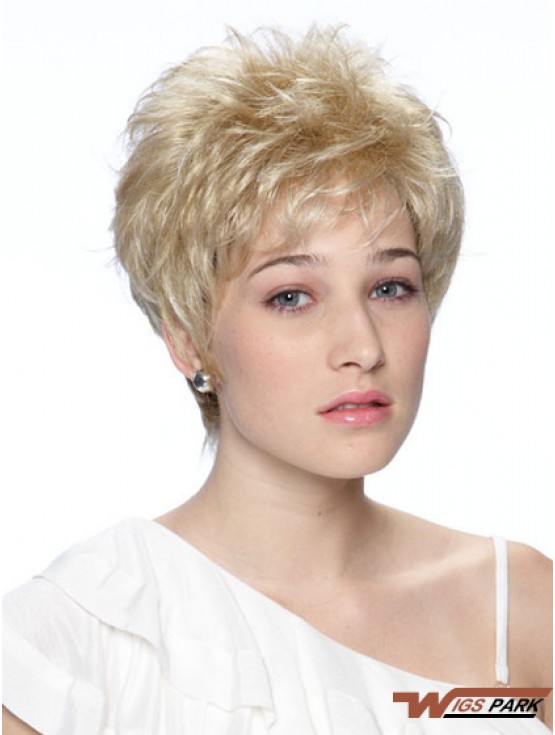 Cropped Boycuts Wavy Blonde Fashionable Synthetic Wigs