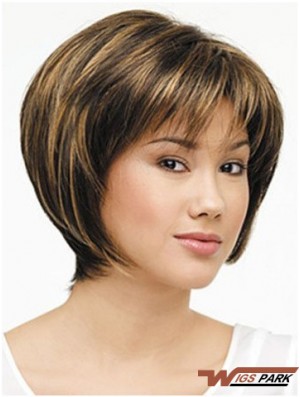 Lace Front Chin Length Straight Brown Designed Bob Wigs