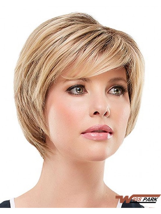 Affordable Blonde Short Straight Layered Lace Front Wigs