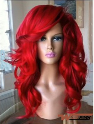 Capless Wavy 18 inch With Bangs Quality Synthetic Red Wig UK