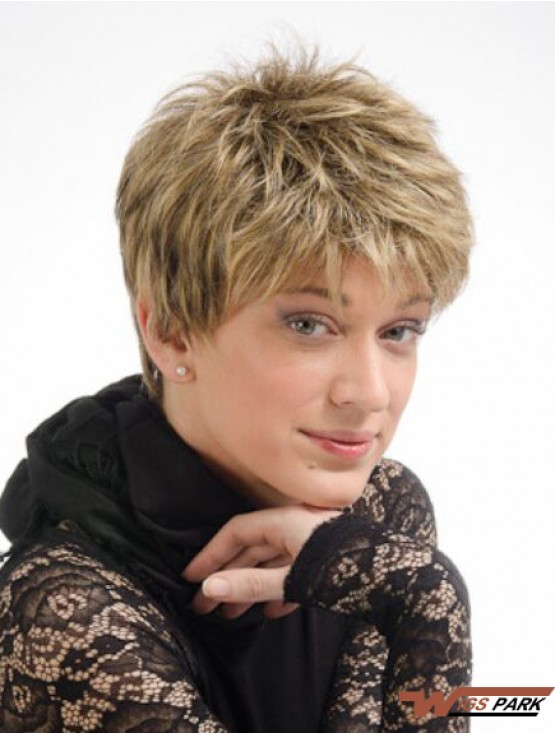 Modern 6 inch Straight Blonde Boycuts Short Wigs