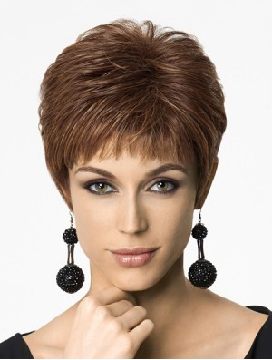 Straight Boycuts 6 inch Auburn Fashionable Synthetic Wigs